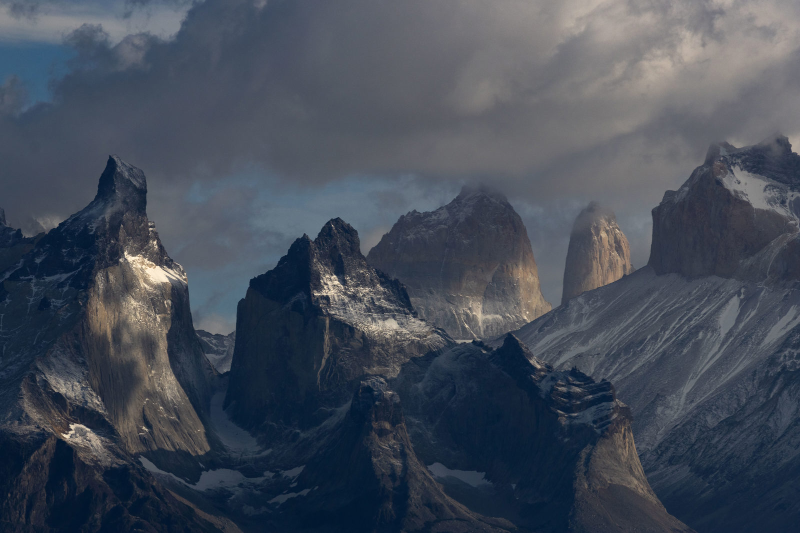 Dramatic light on the Cuernos del Paine, Patagonia