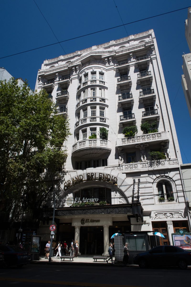 The historic entrance to El Ateneo Grand Splendid bookshop in Buenos Aires, Argentina.