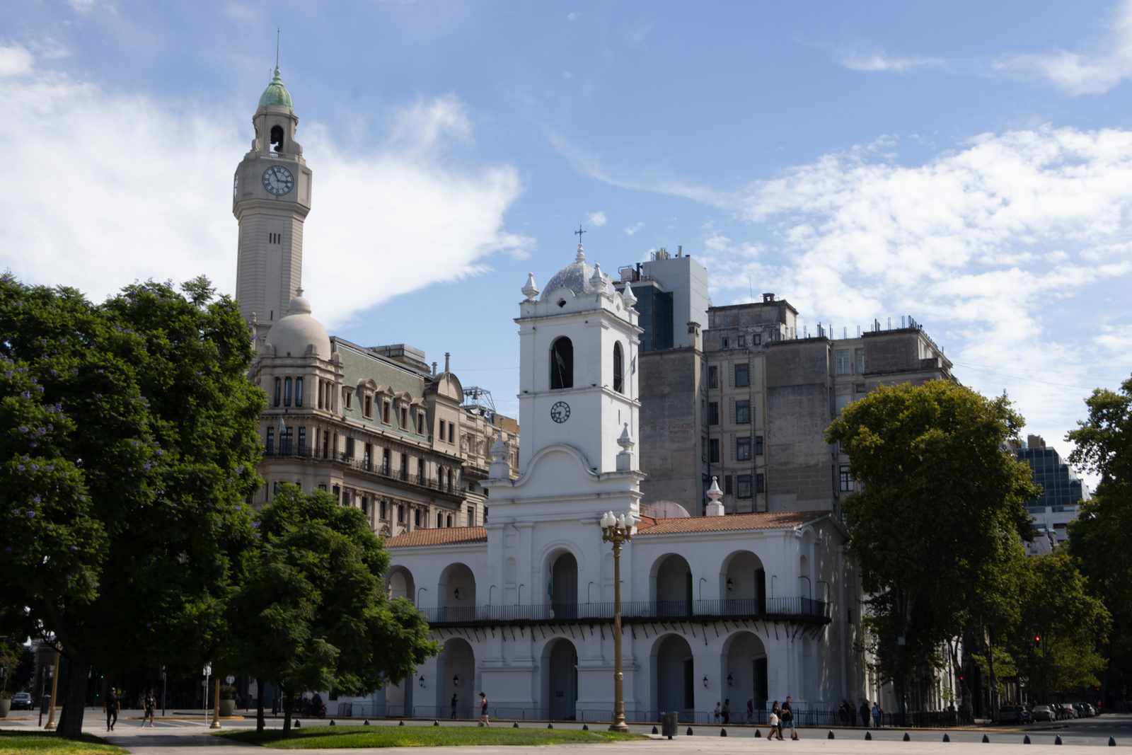 The Cabildo building beside Plaza de Mayo in Buenos Aires, with the clock tower behind it.